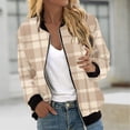 thumbnail image 1 of Aboser Bomber Jackets for Women Casual Zip Up Varsity Jacket Trendy Plaid Printing Coats Boyfriend Style Cropped Outerwear Stand Collar Windbreaker Jackets, 1 of 5