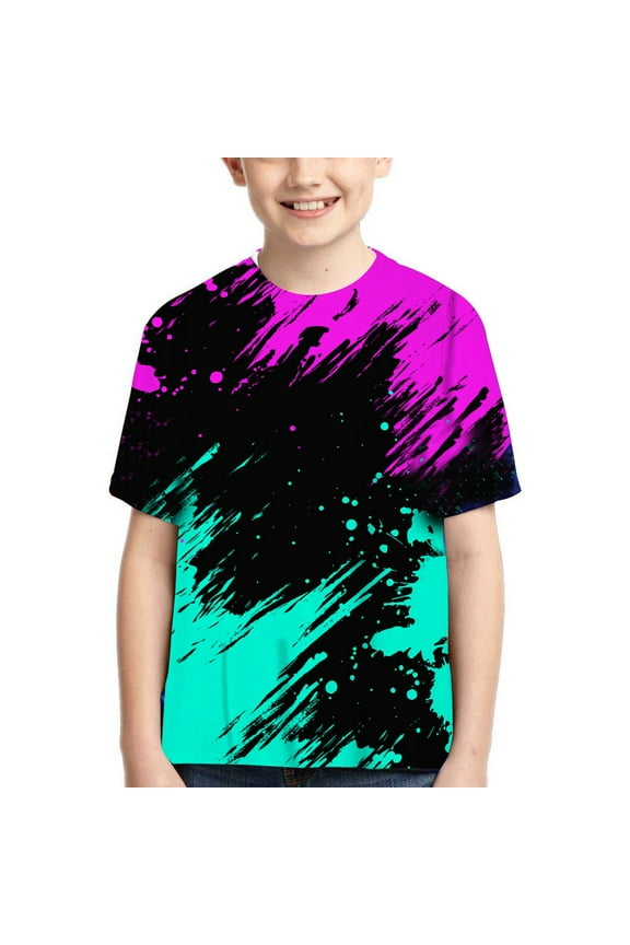 Boys Neon Graphic Tees Size 8-10 Boys Novelty Tie Dye Shirts Summer Casual T-Shirt Neon Color Kids Short Sleeve Tees Tops