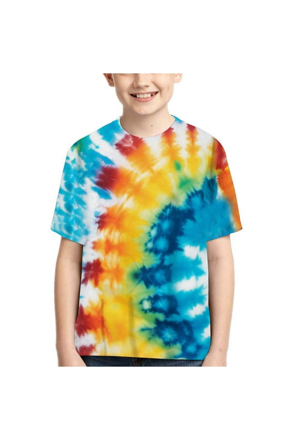 Boys Rainbow Graphic T Shirts Size 10-12 Teens Boys Girls Shirts 3D Print Colorful Design Graphic Tee Shirt with Short Sleeve for Kids 4-16 Years