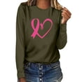 thumbnail image 1 of Aboser Breast Cancer Shirts for Women Pink Ribbon Graphic Tees Funny Long Sleeve Tops Plus Size Blouse Breast Cancer Warrior T Shirts, 1 of 3