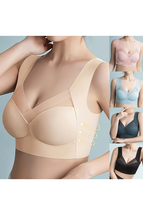 Breathable Cooling Sports Bras for Women High Impact Wirefree Bras Comfort Soft Seamless Yoga Bra Wide Strap Workout Bras for Women Support Gym Bra Black L