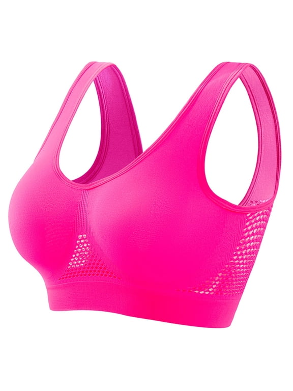 Breathable Cooling Sports Bras for Women Lift Up No Underwire Bras High Support Yoga Running Bra Hollow Out Mesh Bras Plus Size Seamless Sports Bra