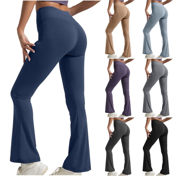 Aboser Butt Lifting Flare Leggings for Women Active Wide Leg Bootcut Pants Stretch Soft High Waisted Tight Leggings Tummy Control Workout Pants