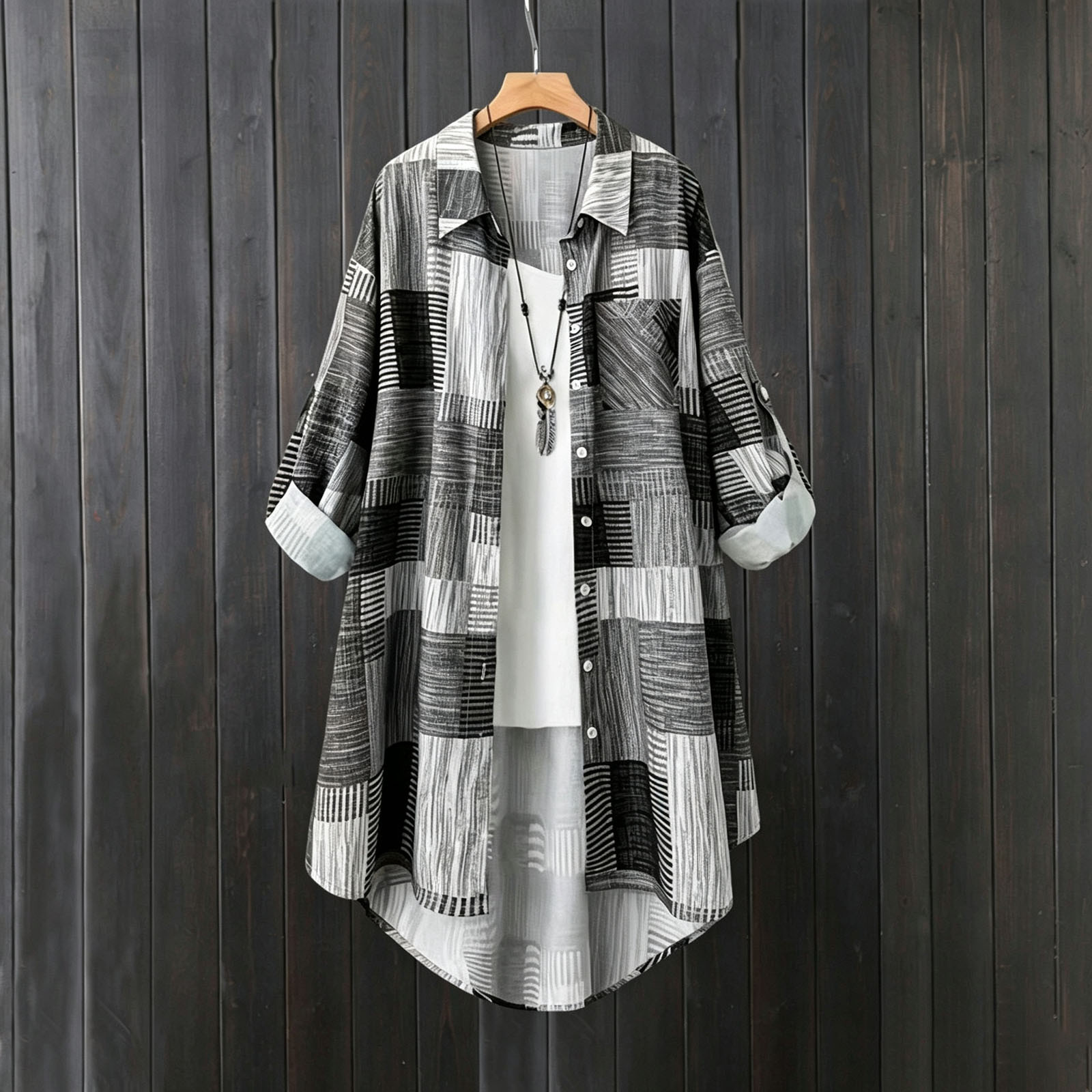 Aboser Button Down Long Shirts for Women Retro Plaid Jacket Roll Up Long Sleeve Jackets Lightweight Casual Shacket Loose Fitted Collared Shirt Blouses