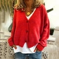 thumbnail image 1 of Aboser Cable Knit Cardigan Sweaters for Women Open Front Cropped Cardigans Fall Winter Long Sleeve Sweater Coats Dressy Casual Button Down Jacket Tops Baggy Outwear Coat Watermelon Red M, 1 of 4