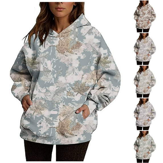 Aboser Camo Hoodies for Women Trendy Long Sleeve Sweatshirts with Pockets Oversized Loose Fit Hooded Shirts Casual Fall Clothes 2026 Purple XXL