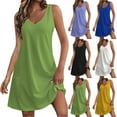 thumbnail image 1 of Aboser Casual Dresses for Women Summer 2026 Travel Vacation Dress with Pockets Trendy V Neck T Shirt Dresses Loose Sleeveless Midi Dress, 1 of 8