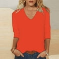 thumbnail image 1 of Aboser Casual Tops for Women Solid Color Basic Tees 3/4 Length Sleeve T-Shirt Comfy Loose Fit Pullover Shirt Spring Summer Blouse, 1 of 5