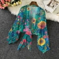thumbnail image 1 of Aboser Chiffon Bolero Cardigans for Women Boho Floral Printing Crop Cardigan Lightweight Sheer Cover Ups for Dresses Casual Tie Front Cropped Shawls, 1 of 7