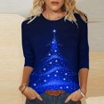 Aboser Christmas Blue Tee Shirts for Women 2024 Funny Merry Christmas