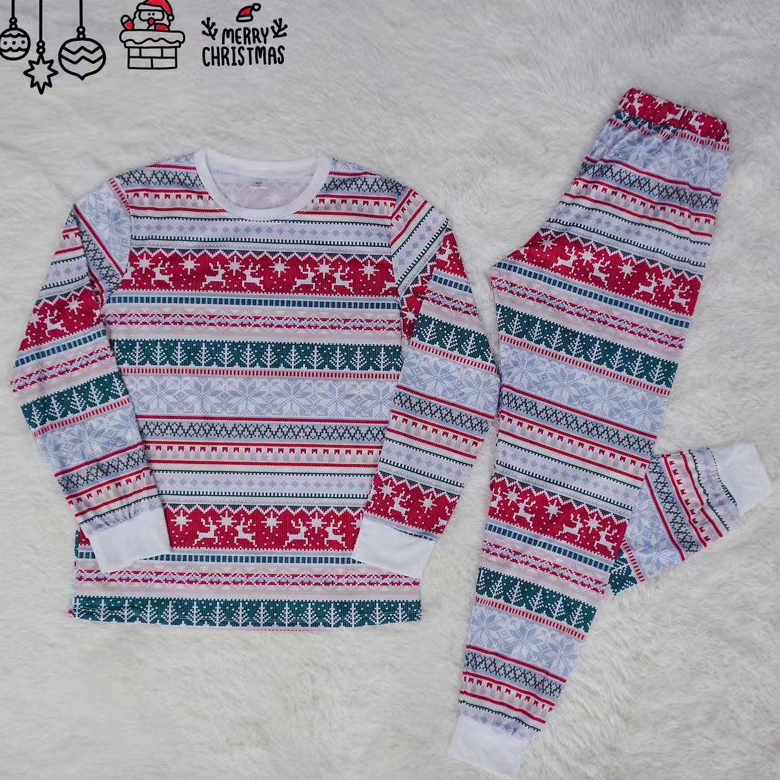 Aboser Christmas Family Pajamas Matching Sets Plus Size Striped Print