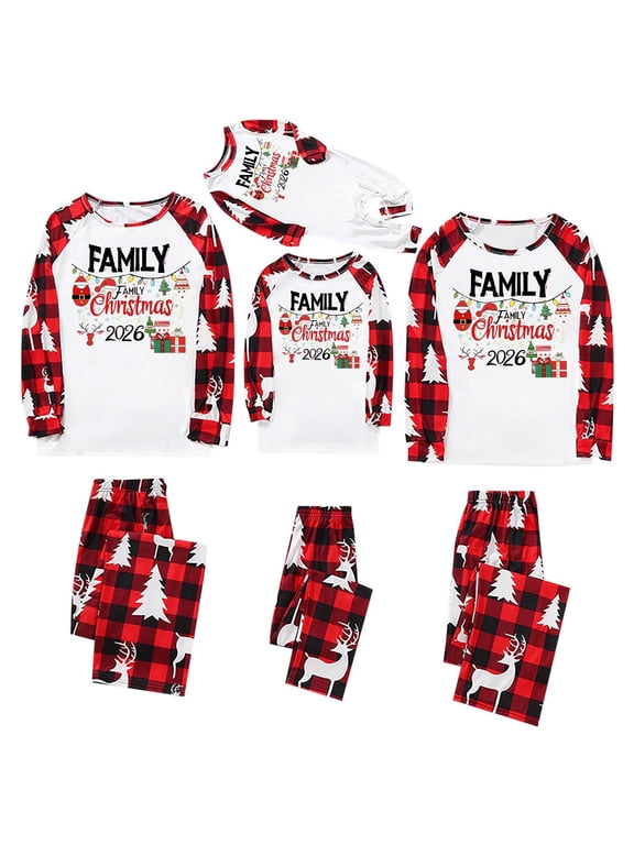 Christmas Pijamas Family Pajamas Matching Sets Trendy Xmas Holiday Printed Sleepwear Cozy Soft Long Sleeve Tops and Pants Vacation Outfits Pijamas De Navidad Para Familia