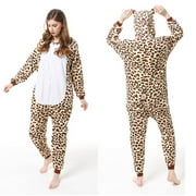 Aboser Clearance Onesies Pajamas for Women Cosplay Leopard Onesie Costumes Pajama Funny Winter Fleece Homewear Non-Footed One Piece Jumpsuit