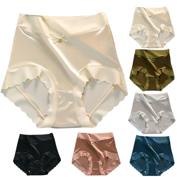 Aboser Cooling Underwear for Women High Waisted Silk Satin Panties Breathable Full Coverage Underwear Comfort Soft Seamless Hipster Briefs
