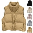 thumbnail image 1 of Aboser Corduroy Puffer Vests for Women Trendy Stand Collar Quilted Jacket Winter Thermal Sleeveless Padded Vest Jackets Oversized Bubble Outwear Coat with Pockets, 1 of 5