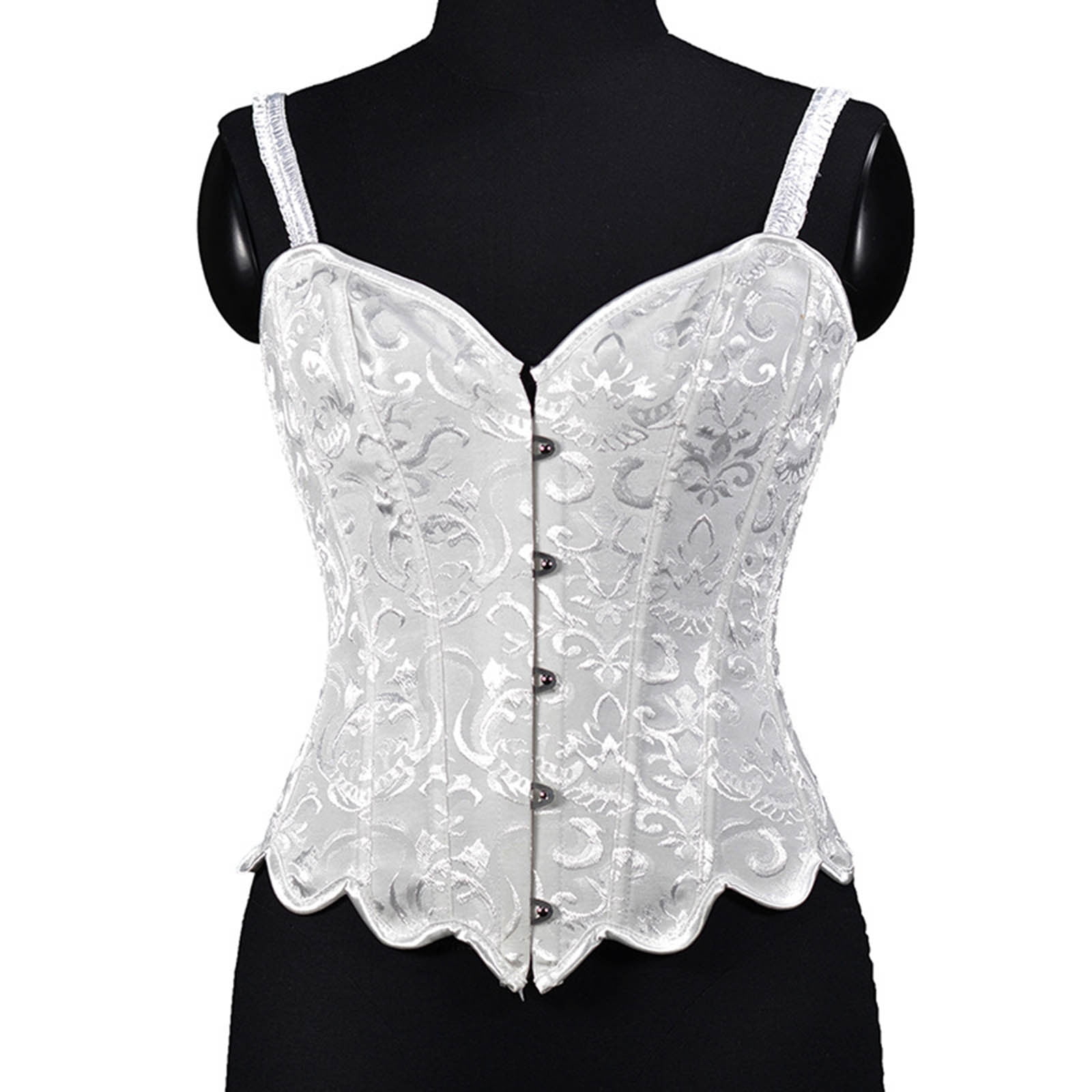 Aboser Corset Tops for Women Lace Elastic Strap jacquard Shapewear Lace Up  Irregular Hem Bustier Top Waist Slimming 