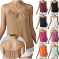 thumbnail image 1 of Aboser Cotton Linen Tank Tops for Women Summer Casual Spaghetti Strap Camisoles Breathable Soft Sleeveless Cami Shirts Solid Color Basic Tees, 1 of 9