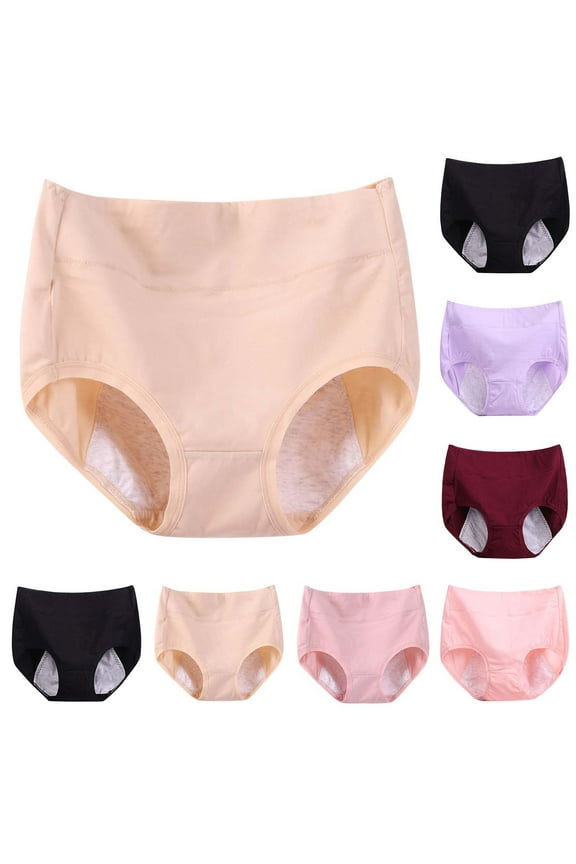 Cotton Period Underwear for Women Heavy Flow Leakproof Briefs Plus Size High Waisted Panties Incontinence Protective Brief Underwear