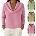 thumbnail image 1 of Aboser Cowl Neck Sweatshirts for Women Plus Size Waffle Knitted Shirts Dressy Casual Draped Tops Lightweight Long Sleeve Pullover Sweatshirt, 1 of 9