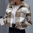thumbnail image 1 of Aboser Cropped Plaid Shackets for Women Trendy Lapel Tartan Jacket Loose Button Down Coat Winter Fuzzy Fleece Jackets Warm Crop Cardigan, 1 of 7