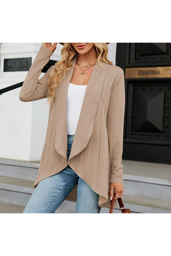 Dressy Casual Cardigans for Womens Drape Open Front Outwear Ruffles Long Sleeve Duster Cardigan Elegant Embroidery Blouse Tops Lightweight Work Coats