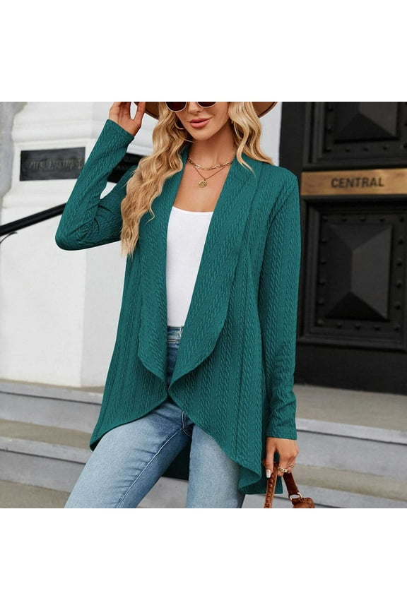 Dressy Casual Cardigans for Womens Drape Open Front Outwear Ruffles Long Sleeve Duster Cardigan Elegant Embroidery Blouse Tops Lightweight Work Coats