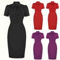thumbnail image 1 of Aboser Elegant Dresses for Women Business Casual Pencil Dress Dressy Bow Front Bodycon Dresses Summer Short Sleeve Midi Dress Work Office Dresses, 1 of 4