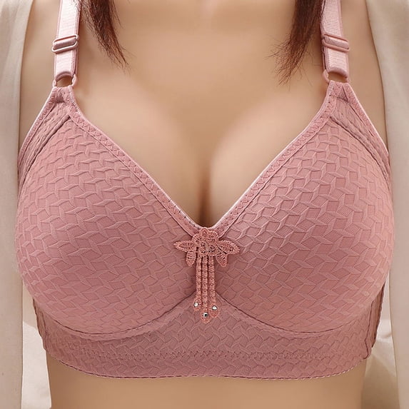 Aboser Fall Women Bras Full Coverage Gathered Underoutfit Wireless Plus Size for Large Bust Support Bra Lightly Comfort Minimizer Bra