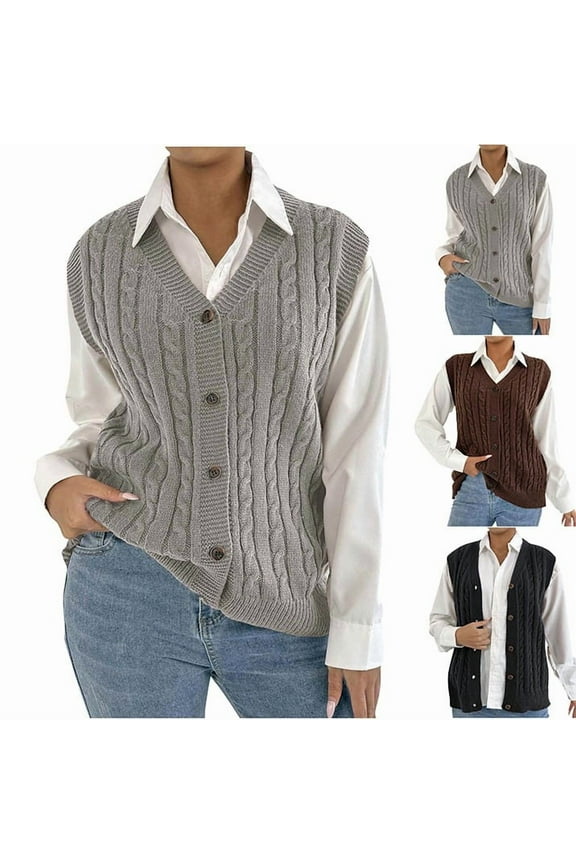Fall Sweater Vest for Women 2026 Casual Sleeveless Button Down Cardigan Sweaters Warm Cable Knit Vests Trendy Casual Cardigans