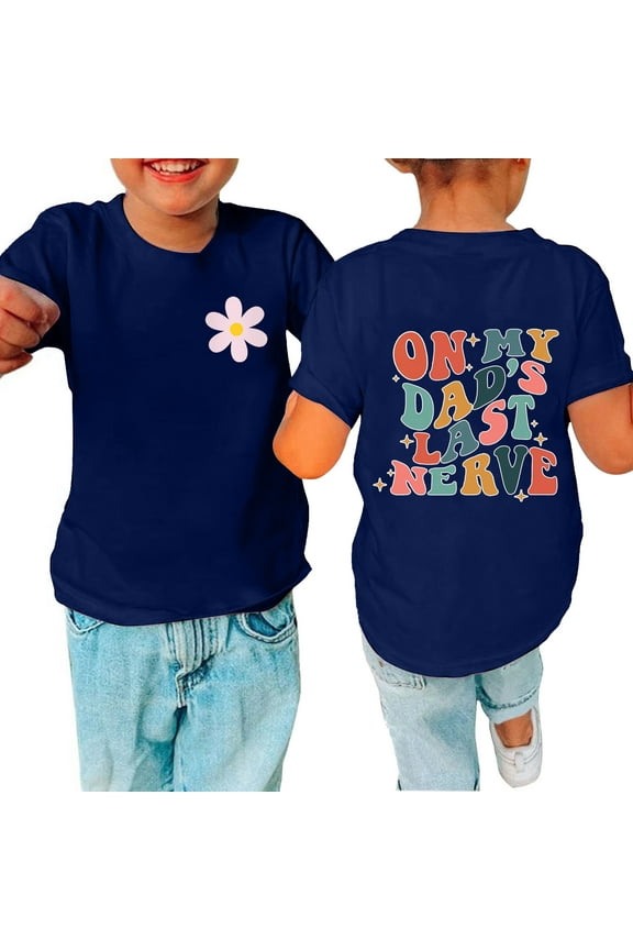 Fathers Day Kids T Shirts for Boys Size 10-12 Girls Summer Tops Cute Short Sleeve Shirts Kids Fashion Letter Graphic Tee Tops Size 3-14 Years