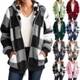 thumbnail image 1 of Aboser Flannel Plaid Jackets for Women Fashion Tartan Hooded Shackets Thermal Fuzzy Fleece Jacket Coat Comfy Soft Long Sleeve Outerwear Coats with Pockets, 1 of 7