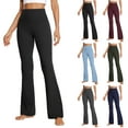 thumbnail image 1 of Aboser Flare Leggings for Women Workout High Waist Yoga Pants Stretchy Casual Seamless Legging Wide Leg Bootcut Pant Athletic Sports Fitness Tights Wine, 1 of 6