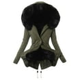 thumbnail image 1 of Aboser Fleece Lined Jackets for Women Plus Size Winter Coat with Hood Thermal Faux Fur Jacket Slim Fit Camo Coats Trendy Waist Hooded Trench Coats, 1 of 2