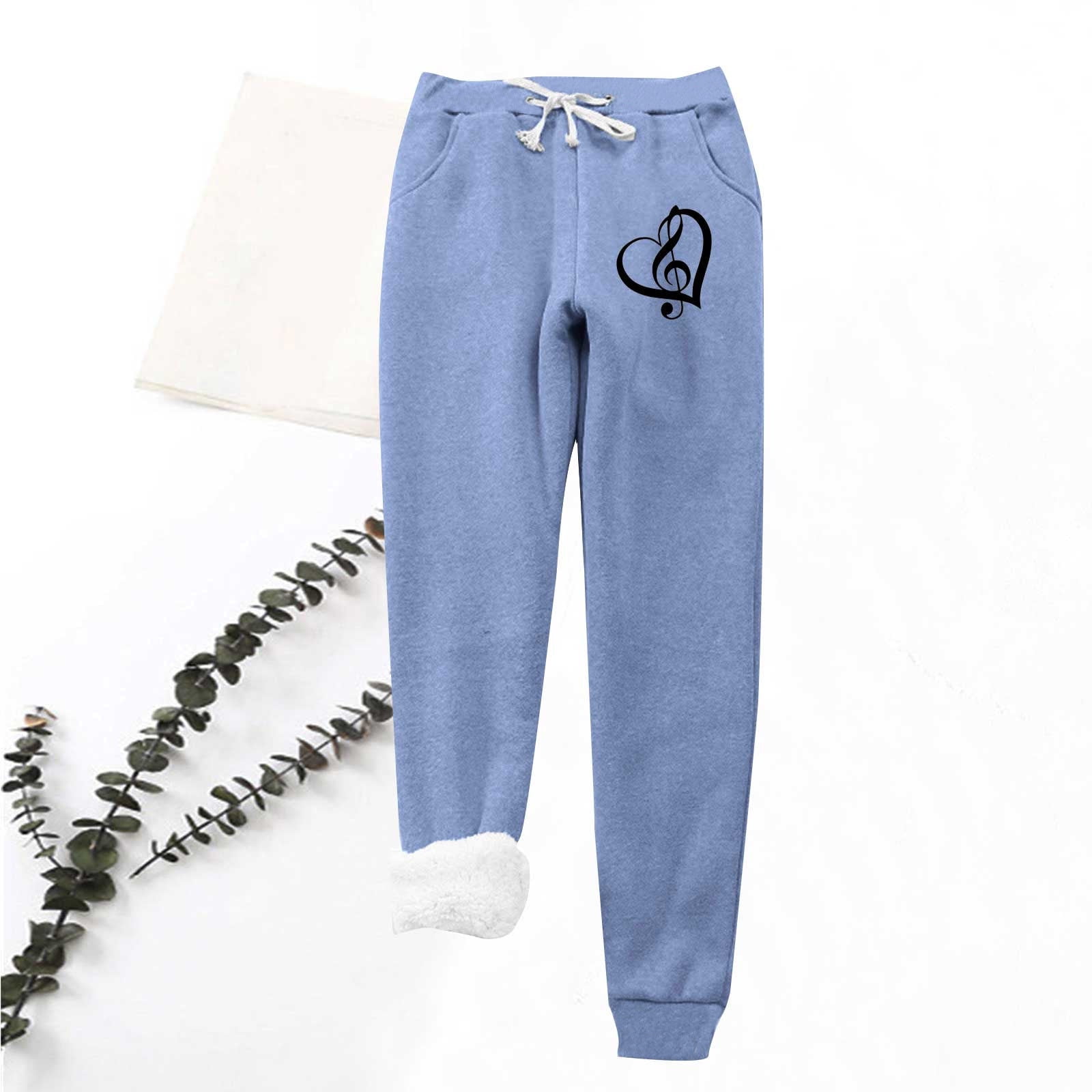 Aboser Fleece Lined Sweatpants Women Thermal Warm Thick Pants Cashmere ...