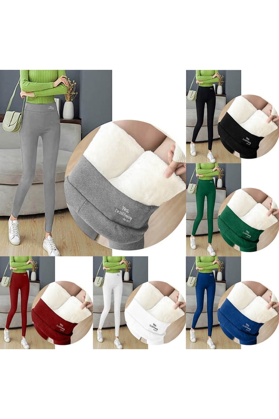 Fleece Lined Tight Leggings for Women High Waisted Sherpa Yoga Pants Warm Winter Tights Stretchy Full Length Legging Comfy Soft Plush Pants White L