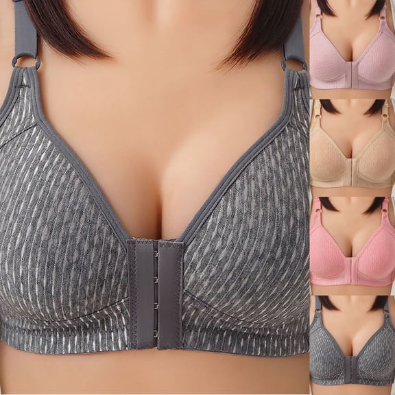 Aboser Front Closure Wireless Bras for Women Comfortable Soft Anti-Sagging Bras Lightly Padded Seamless Bralette Push Up Tshirt Bra Purple 44
