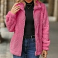 Aboser Full Zip Jackets for Women Winter Fuzzy Sherpa Coats Solid Long