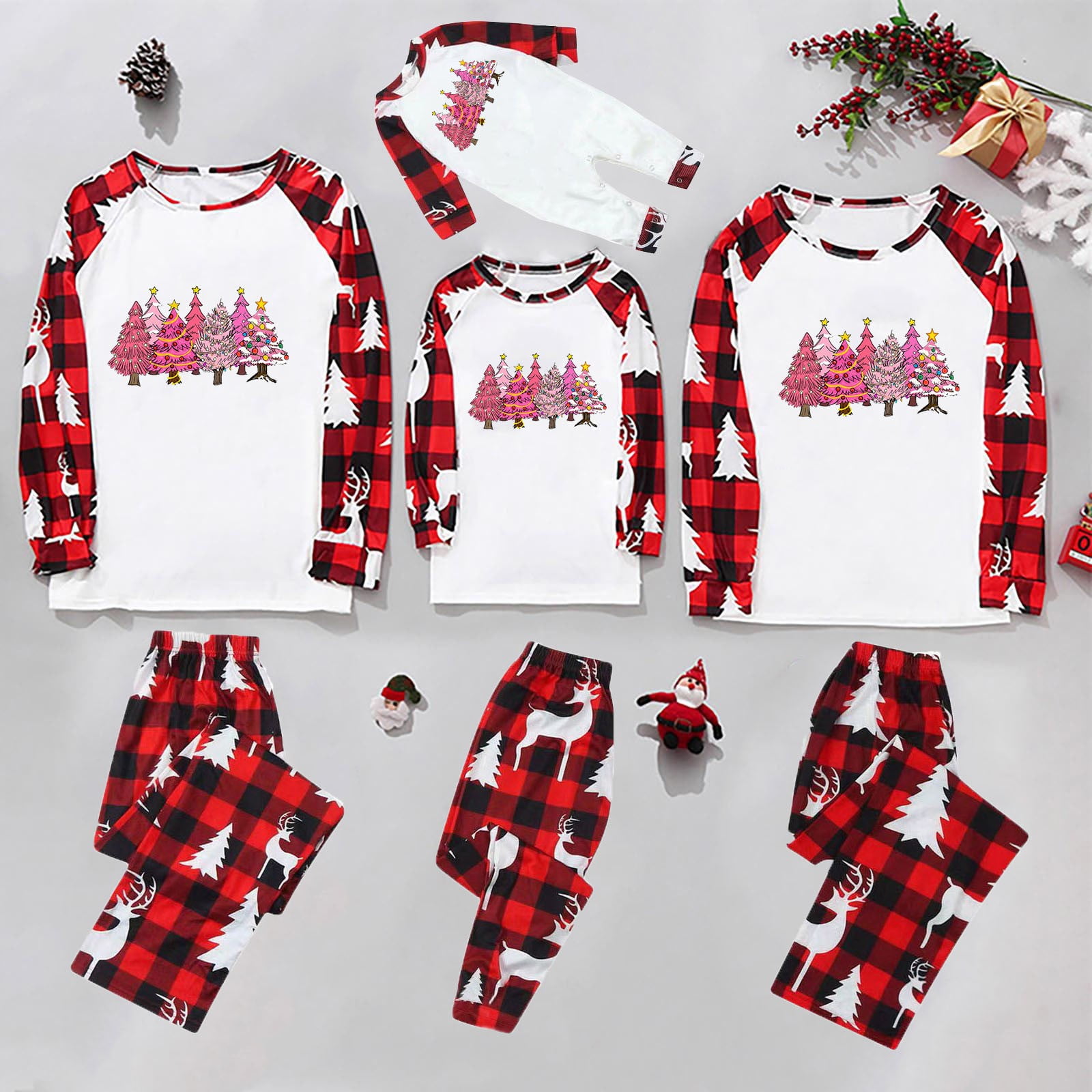 Aboser Funny Family Christmas Pajamas Matching Sets Women Men Pink Xmas