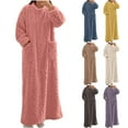 thumbnail image 1 of Aboser Fuzzy Fleece Maxi Nightgowns for Women Thermal Thick Sherpa Loungewear Comfy Long Sleeve Sleepdress Loose Full Length Nightshirt Winter Plush Lined Sleepwear with Pockets, 1 of 8