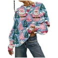 thumbnail image 1 of Aboser Fuzzy Fleece Sweatshirt for Women Ugly Christmas Holiday Shirts Plus Size Fluffy Plush Tops Cute Xmas Santa Claus Print Sweaters Cozy Warm Crewneck Pullover Top, 1 of 5