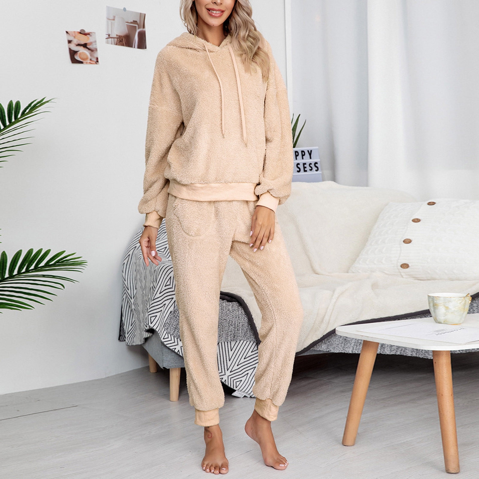 Fuzzy sweatsuit set sales