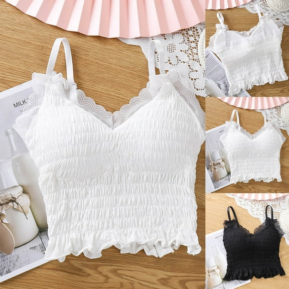 Aboser Going Out Corset Tank Tops for Women Y2k Top Elegant Ruffle Trim Camisole Adjustable Strap Bride Undershirts Stretchy Sleeveless Tube Tops White Free Size