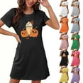 thumbnail image 1 of Aboser Halloween Nightgown for Women Short Sleeve Sleepwear Funny Orange Pumpkin Graphic Nightshirts Loose Crew Neck Sleep Dress Soft Comfy Loungewear, 1 of 6