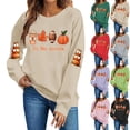 thumbnail image 1 of Aboser Halloween Pumpkin Sweatshirt Women Graphic Long Sleeve Shirts Cozy Crewneck Pullover Sweatshirts Spooky Party Outfits, 1 of 2