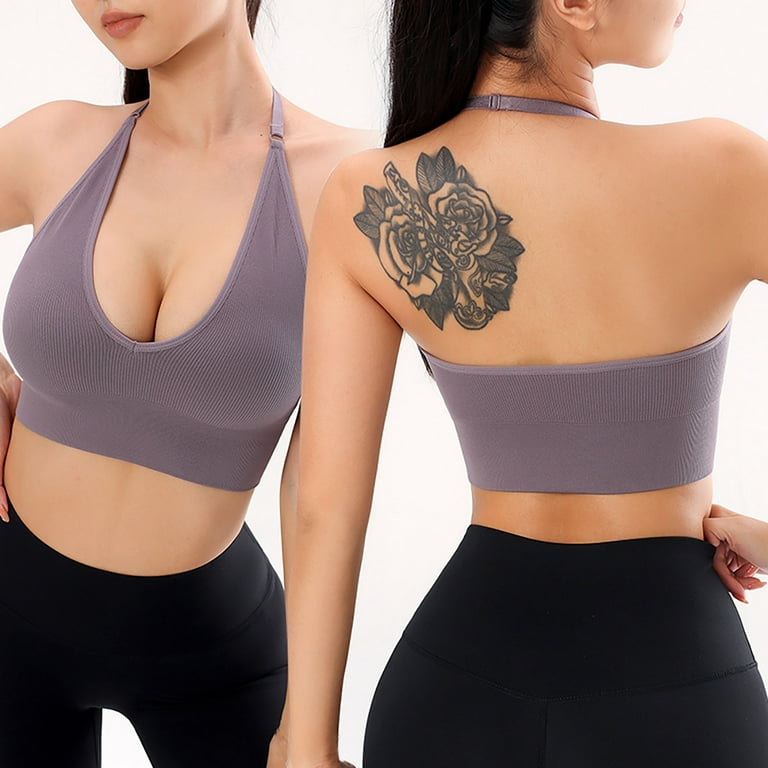 Aboser Halter Bras for Women Seamless Low Impact Support Bra for Yoga Gym  Workout Fitness Moisture-Wicking Running Tops 