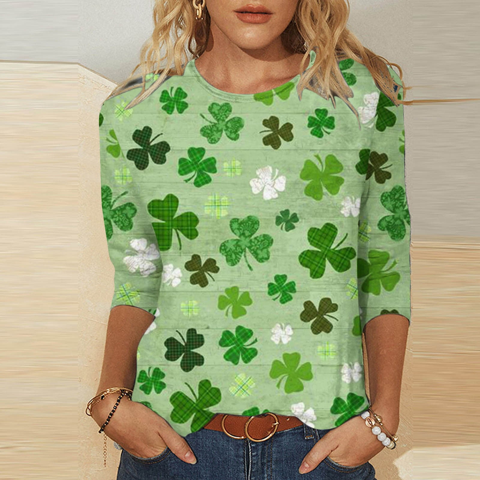 Aboser Happy St Patrick's Day Shirts Womens Lucky Four Leaf Clover ...