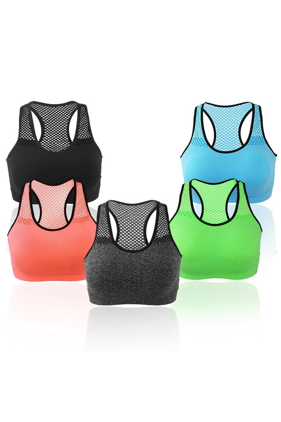 High Impact Running Sports Bras for Women Medium-High Support Workout Tops Racerback No Underwire Bralettes Athletic Quick Dry Mesh Bras