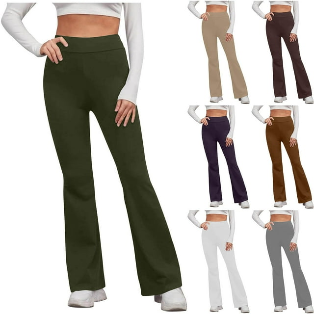 Aboser High Waist Bootleg Yoga Pants for Women Athletic Casual Flared Leggings Slim Fit Stretch Workout Pants Solid Color Tummy Control Trousers
