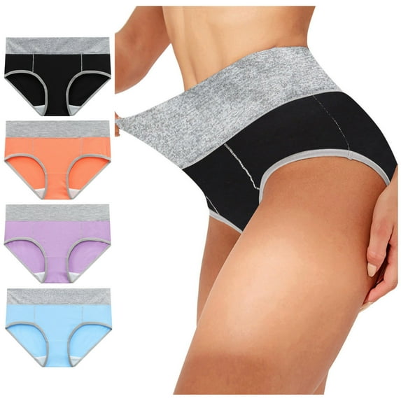 Aboser High Waist Panty Underwear for Women Cotton Full Coverage Hipster Panties Comfy Seamless Brief Underwear Plus Size Ladies Briefs Underwear Pack of 4