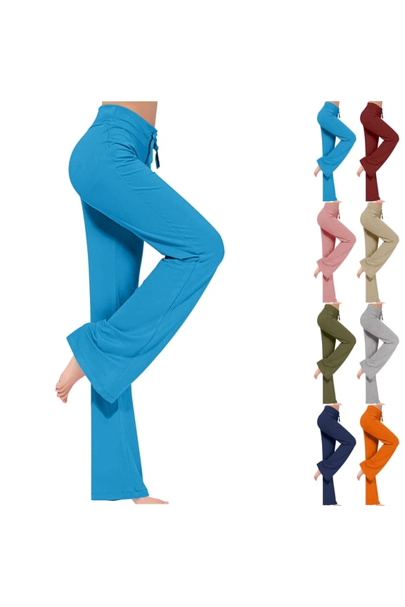 High Waist Yoga Pants for Women Petite Modal Workout Leggings Bootcut Wide Leg Pants Solid Full Length Sports Trousers Casual Loose Fit Leggings